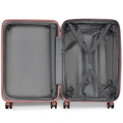 KSK2483 - Kono 24 Inch Sleek Striped Check-In Suitcase Expandable Durable ABS+PC Luggage with Four Spinner Wheels TSA Lock - Nude - Luggage eStore