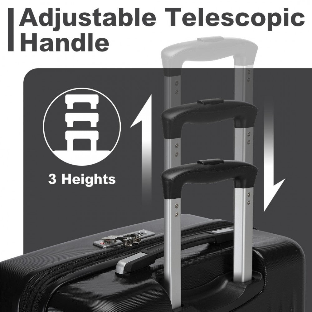 KSK2483 - Kono 3 Piece Luggage Set 20/24/28 Inch Sleek Striped Expandable ABS+PC Suitcase With TSA Lock And Four Spinner Wheels - Black - Luggage eStore