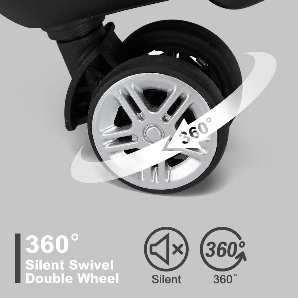 KSK2483 - Kono 3 Piece Luggage Set 20/24/28 Inch Sleek Striped Expandable ABS+PC Suitcase With TSA Lock And Four Spinner Wheels - Black - Luggage eStore