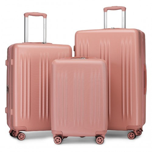 KSK2483 - Kono 3 Piece Luggage Set 20/24/28 Inch Sleek Striped Expandable ABS+PC Suitcase With TSA Lock And Four Spinner Wheels - Nude - Luggage eStore