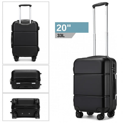 Kono KSK2485 Cabin Luggage in Black (54x37.5x22cm) - Hardshell Cabin Carry-On Suitcase with Combination Lock
