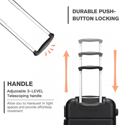 Kono KSK2485 Cabin Luggage in Black (54x37.5x22cm) - Hardshell Cabin Carry-On Suitcase with Combination Lock