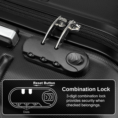 Kono KSK2485 Cabin Luggage in Black (54x37.5x22cm) - Hardshell Cabin Carry-On Suitcase with Combination Lock