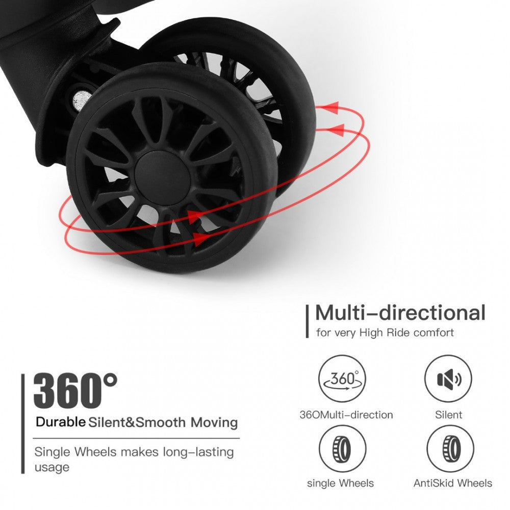 Kono KSK2485 Cabin Luggage in Black (54x37.5x22cm) - Hardshell Cabin Carry-On Suitcase with Combination Lock