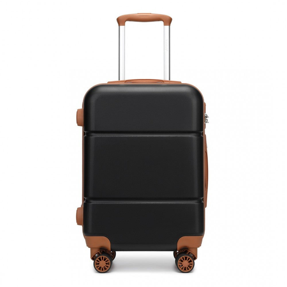 KSK2485 - Kono 20 Inch Premium ABS Cabin Carry-On Suitcase with Secure Combination Lock for Effortless Travel - Black And Brown - Luggage eStore