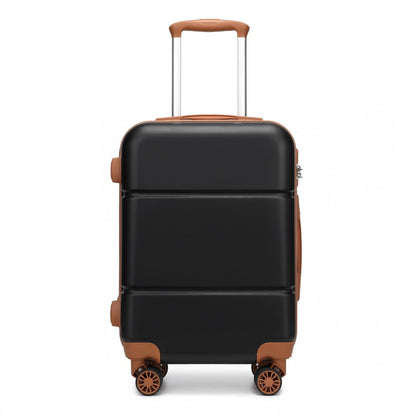 KSK2485 - Kono 20 Inch Premium ABS Cabin Carry-On Suitcase with Secure Combination Lock for Effortless Travel - Black And Brown - Luggage eStore