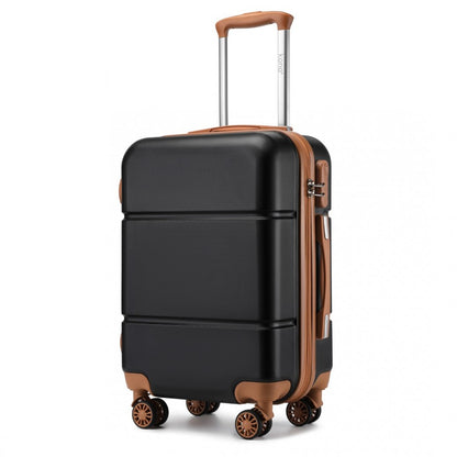 KSK2485 - Kono 20 Inch Premium ABS Cabin Carry-On Suitcase with Secure Combination Lock for Effortless Travel - Black And Brown - Luggage eStore