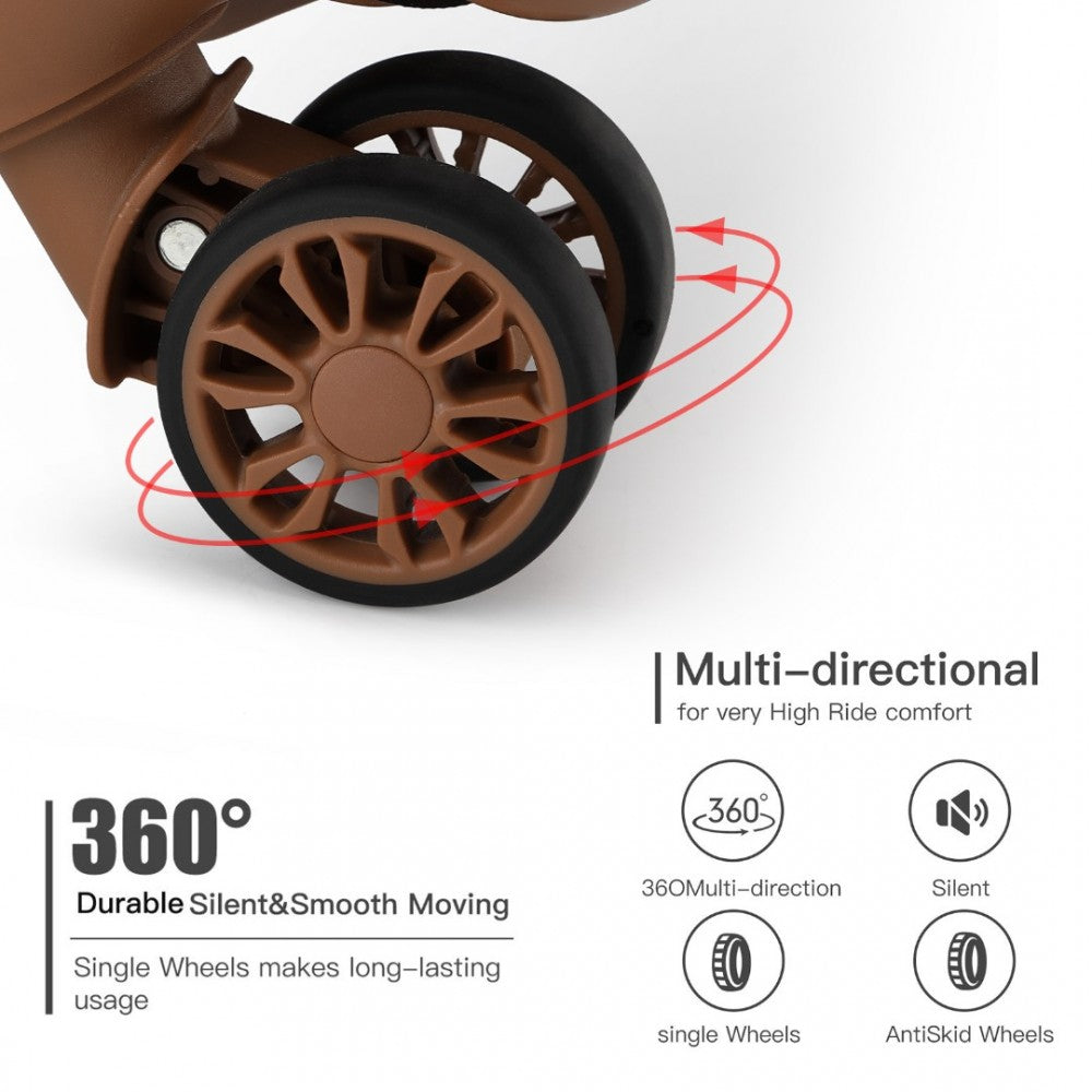 KSK2485 - Kono 20 Inch Premium ABS Cabin Carry-On Suitcase with Secure Combination Lock for Effortless Travel - Black And Brown - Luggage eStore