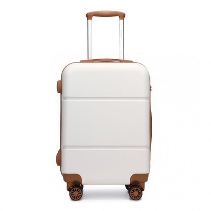 KSK2485 - Kono 20 Inch Premium ABS Cabin Carry-On Suitcase with Secure Combination Lock for Effortless Travel - Cream And Brown - Luggage eStore