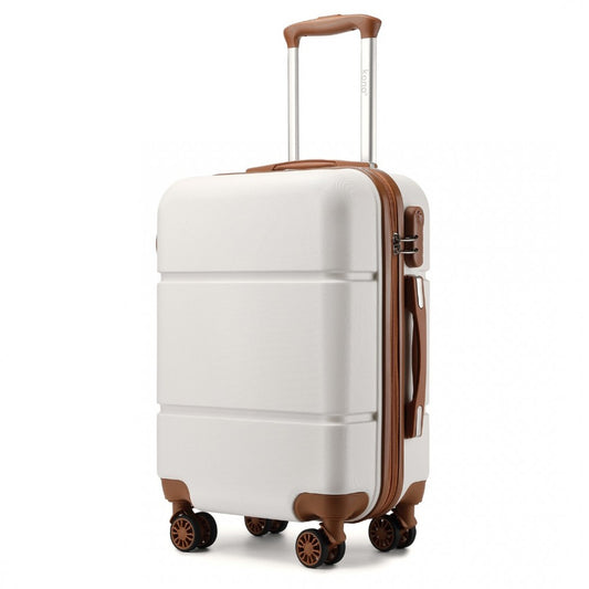 KSK2485 - Kono 20 Inch Premium ABS Cabin Carry-On Suitcase with Secure Combination Lock for Effortless Travel - Cream And Brown - Luggage eStore