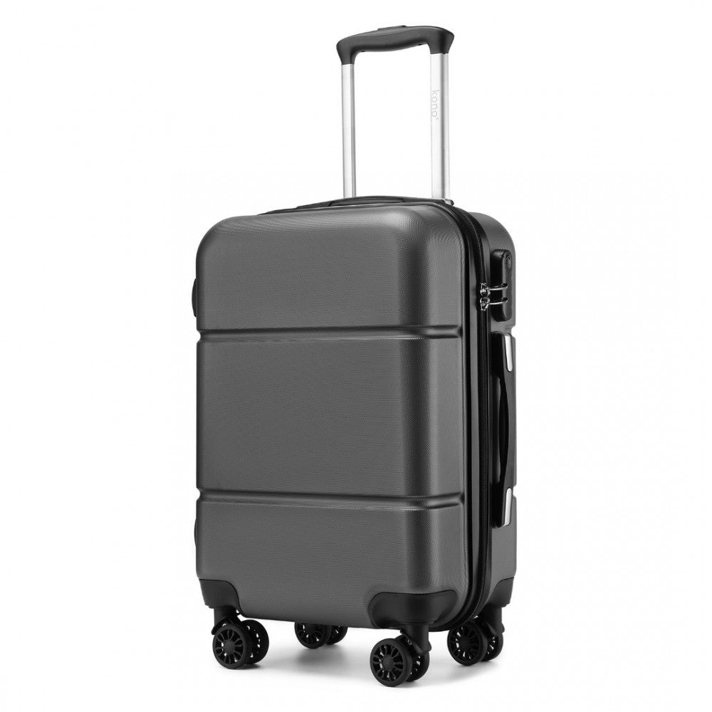 KSK2485 - Kono 20 Inch Premium ABS Cabin Carry-On Suitcase with Secure Combination Lock for Effortless Travel - Grey and black - Luggage eStore