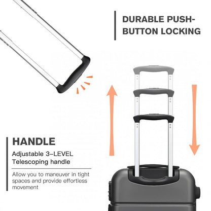 KSK2485 - Kono 20 Inch Premium ABS Cabin Carry-On Suitcase with Secure Combination Lock for Effortless Travel - Grey and black - Luggage eStore