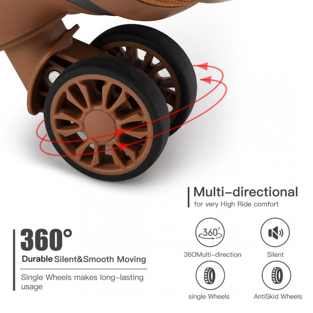 KSK2485 - Kono 20 Inch Premium ABS Cabin Carry-On Suitcase with Secure Combination Lock for Effortless Travel - Grey And Brown - Luggage eStore