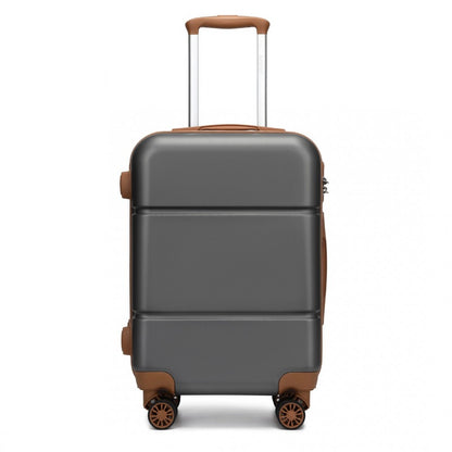 KSK2485 - Kono 20 Inch Premium ABS Cabin Carry-On Suitcase with Secure Combination Lock for Effortless Travel - Grey And Brown - Luggage eStore