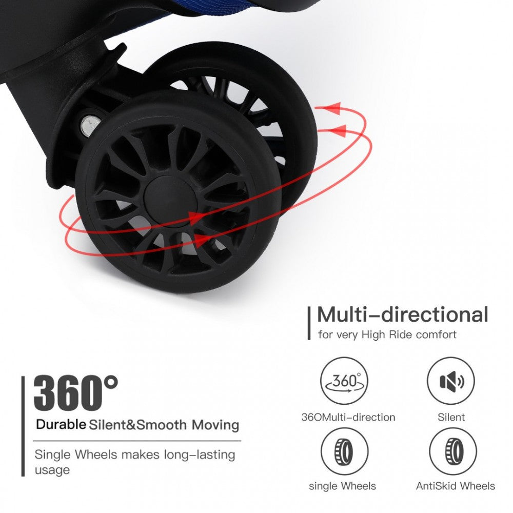 Kono KSK2485 Cabin Luggage in Blue and Black (54x37.5x22cm) - Hardshell Cabin Carry-On Suitcase with Combination Lock