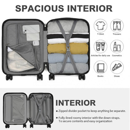 Kono KSK2485 Cabin Luggage in Blue and Black (54x37.5x22cm) - Hardshell Cabin Carry-On Suitcase with Combination Lock