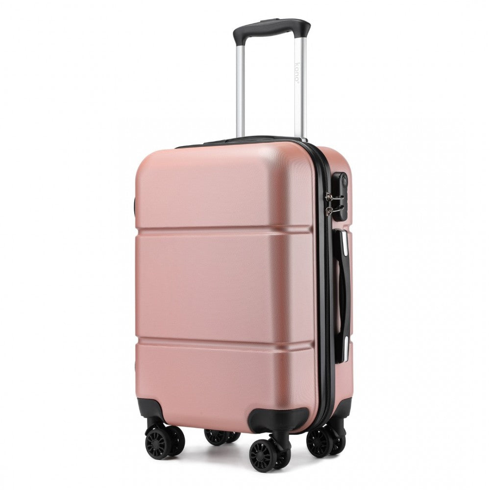 KSK2485 - Kono 20 Inch Premium ABS Cabin Carry-On Suitcase with Secure Combination Lock for Effortless Travel - Nude and Black - Luggage eStore