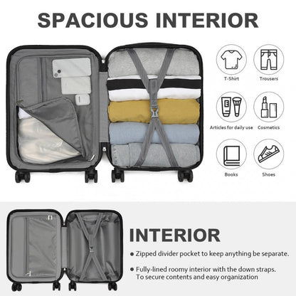 KSK2485 - Kono 20 Inch Premium ABS Cabin Carry-On Suitcase with Secure Combination Lock for Effortless Travel - Nude and Black - Luggage eStore