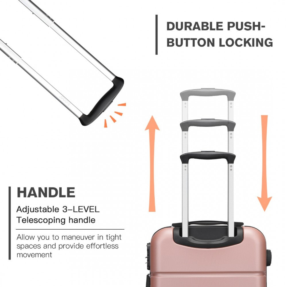 KSK2485 - Kono 20 Inch Premium ABS Cabin Carry-On Suitcase with Secure Combination Lock for Effortless Travel - Nude and Black - Luggage eStore