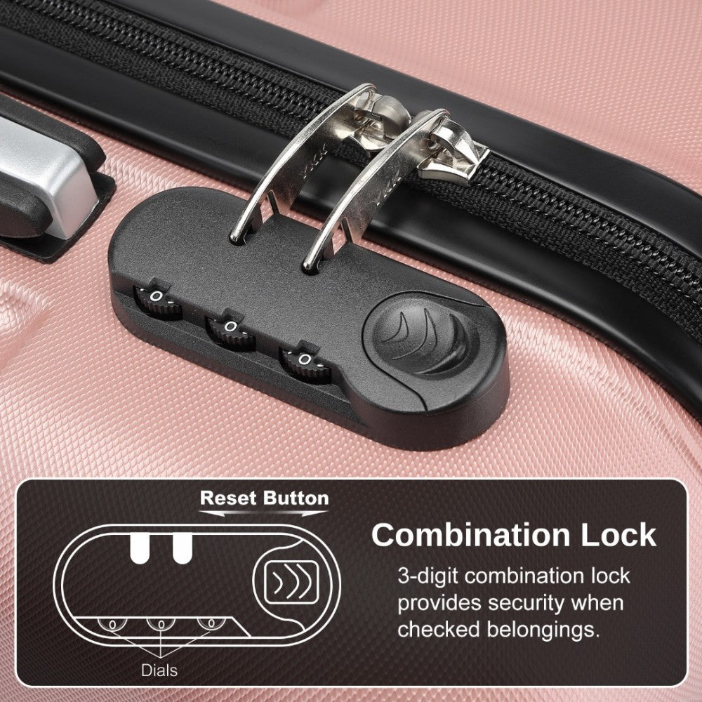 KSK2485 - Kono 20 Inch Premium ABS Cabin Carry-On Suitcase with Secure Combination Lock for Effortless Travel - Nude and Black - Luggage eStore