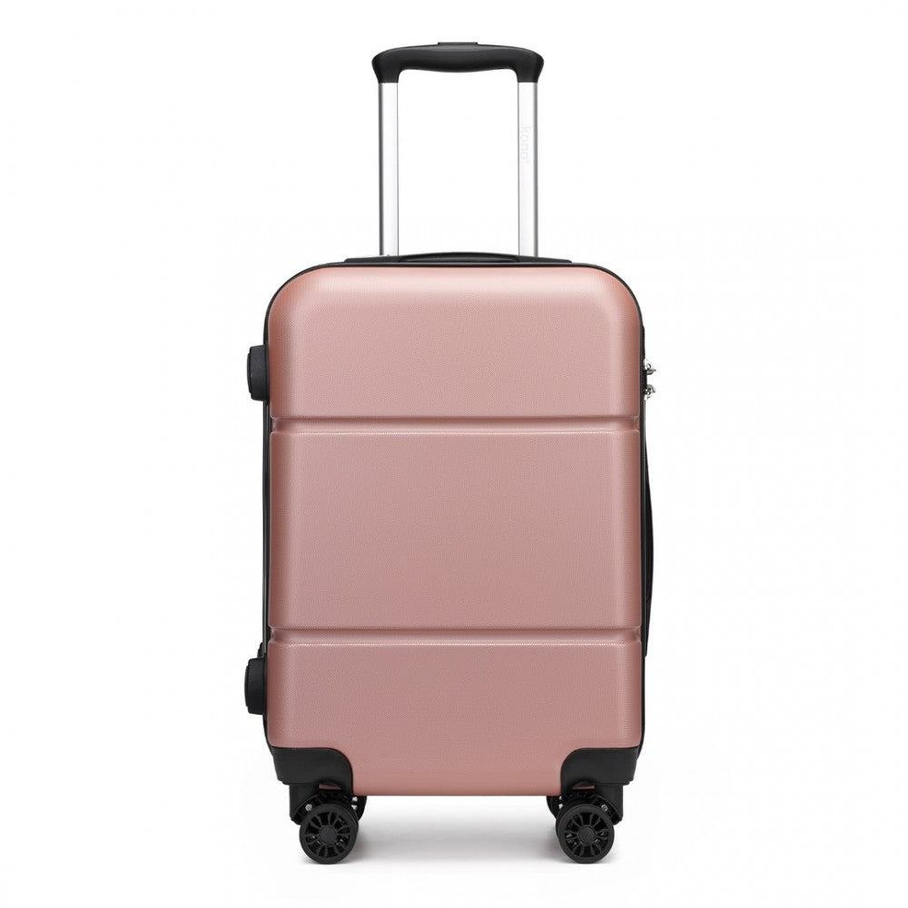 KSK2485 - Kono 20 Inch Premium ABS Cabin Carry-On Suitcase with Secure Combination Lock for Effortless Travel - Nude and Black - Luggage eStore