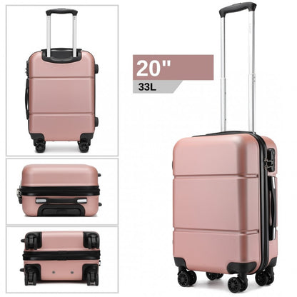 KSK2485 - Kono 20 Inch Premium ABS Cabin Carry-On Suitcase with Secure Combination Lock for Effortless Travel - Nude and Black - Luggage eStore