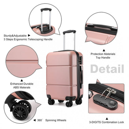 KSK2485 - Kono 20 Inch Premium ABS Cabin Carry-On Suitcase with Secure Combination Lock for Effortless Travel - Nude and Black - Luggage eStore
