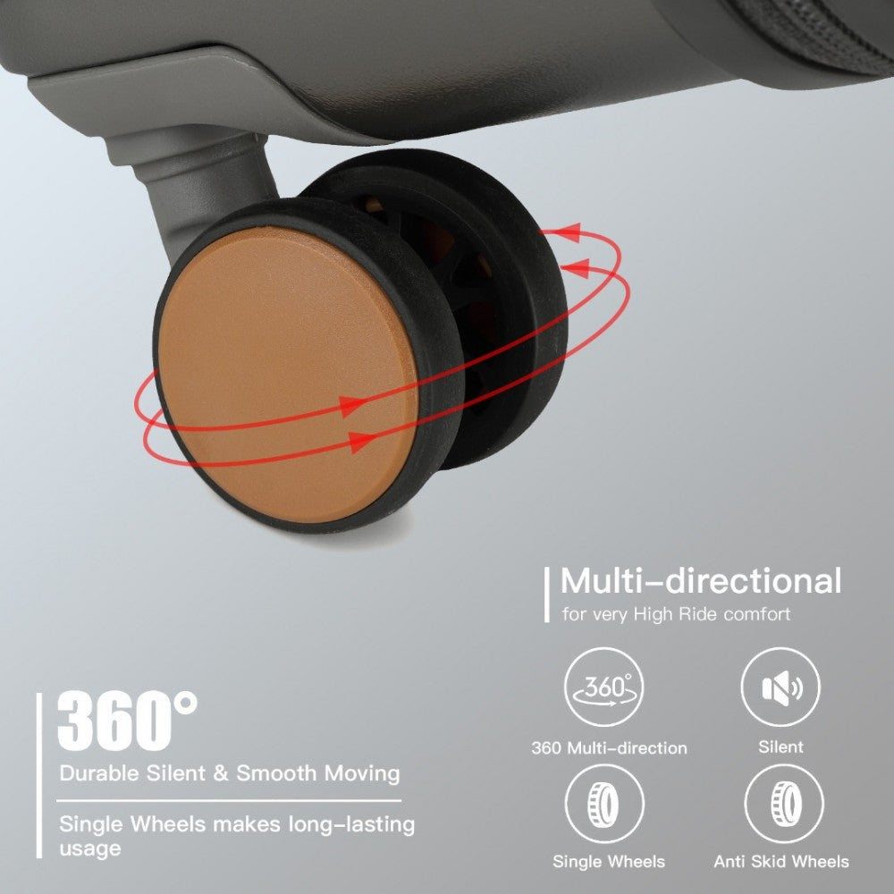 KSK2488 - Kono 24 Inch Premium Hard Shell Check-In Suitcase Durable ABS and PC with TSA Lock and Multi-Handle Design for Effortless Travel - Grey And Brown - Luggage eStore