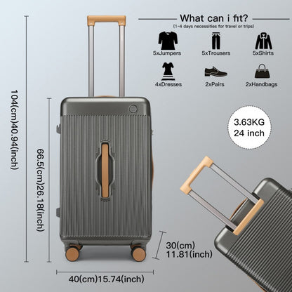 KSK2488 - Kono 24 Inch Premium Hard Shell Check-In Suitcase Durable ABS and PC with TSA Lock and Multi-Handle Design for Effortless Travel - Grey And Brown - Luggage eStore