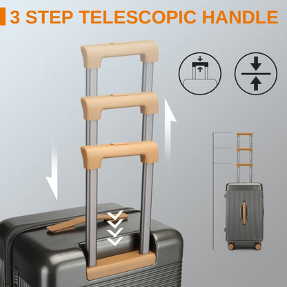 KSK2488 - Kono 24 Inch Premium Hard Shell Check-In Suitcase Durable ABS and PC with TSA Lock and Multi-Handle Design for Effortless Travel - Grey And Brown - Luggage eStore