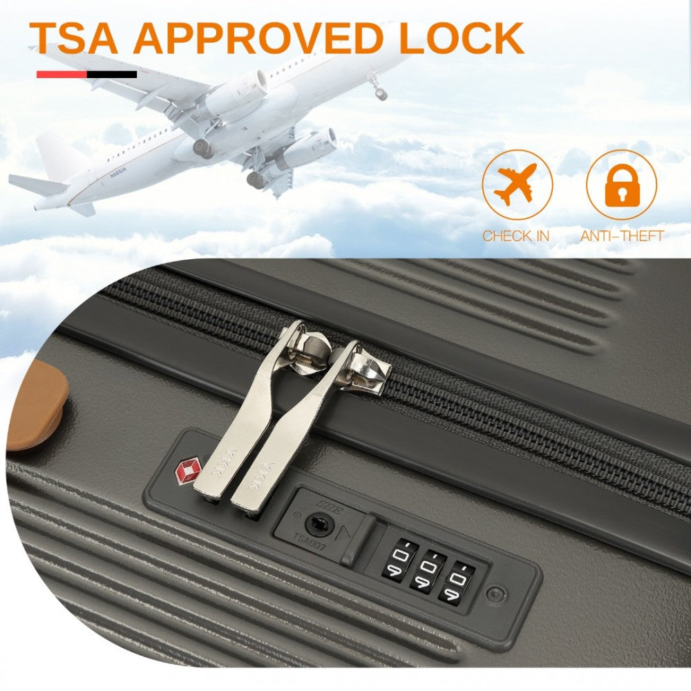 KSK2488 - Kono 24 Inch Premium Hard Shell Check-In Suitcase Durable ABS and PC with TSA Lock and Multi-Handle Design for Effortless Travel - Grey And Brown - Luggage eStore