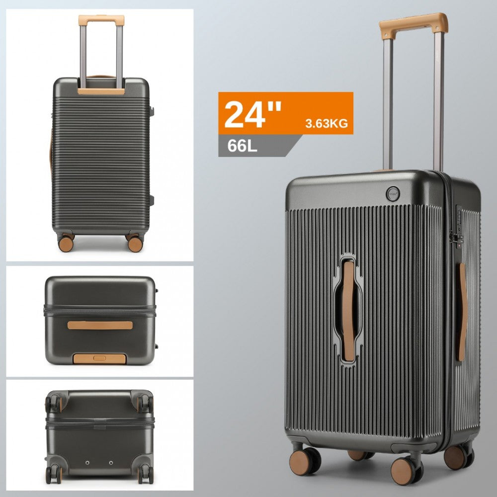 KSK2488 - Kono 24 Inch Premium Hard Shell Check-In Suitcase Durable ABS and PC with TSA Lock and Multi-Handle Design for Effortless Travel - Grey And Brown - Luggage eStore