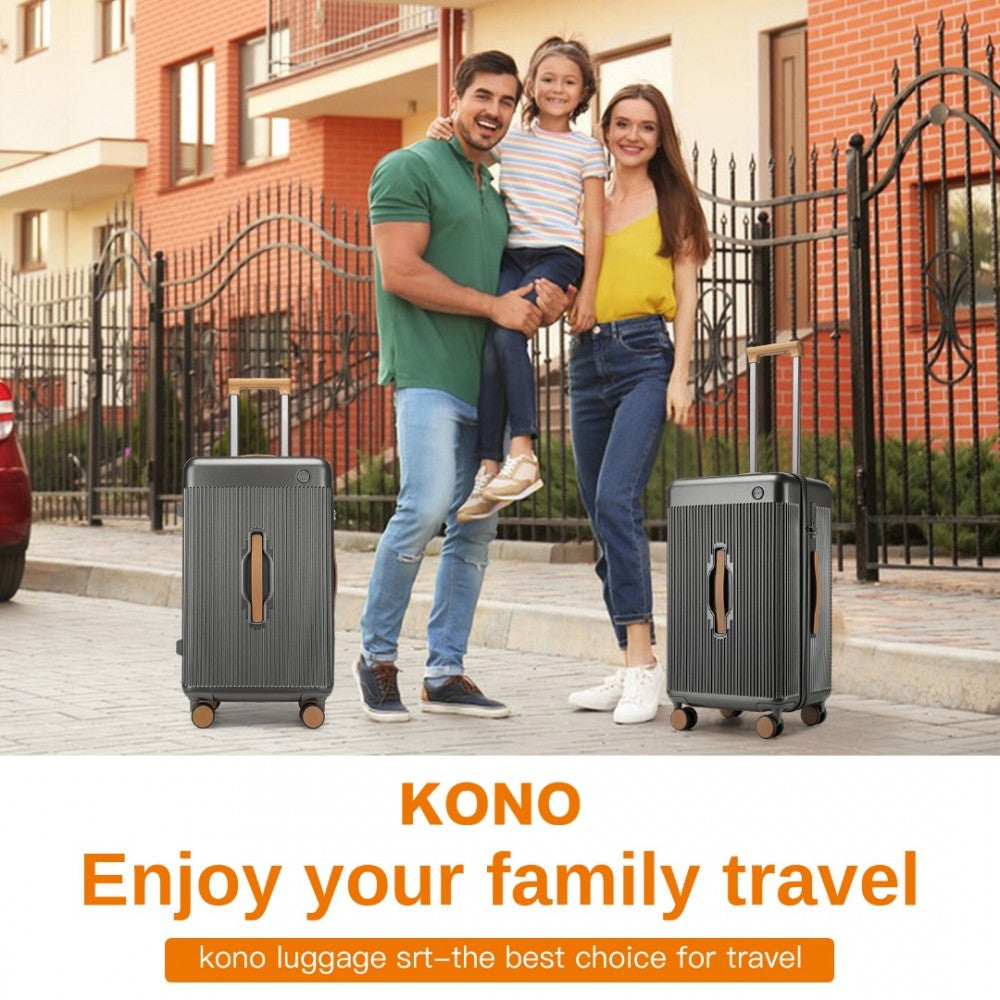 KSK2488 - Kono 24 Inch Premium Hard Shell Check-In Suitcase Durable ABS and PC with TSA Lock and Multi-Handle Design for Effortless Travel - Grey And Brown - Luggage eStore