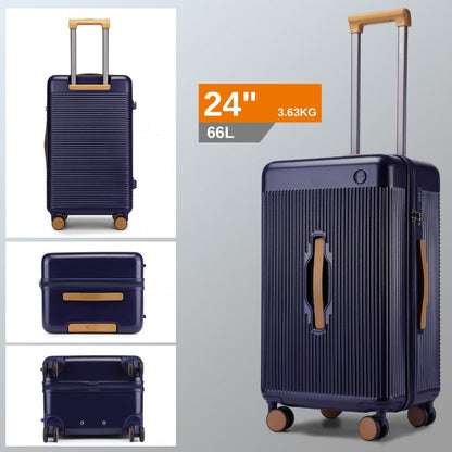 KSK2488 - Kono 24 Inch Premium Hard Shell Check-In Suitcase Durable ABS and PC with TSA Lock and Multi-Handle Design for Effortless Travel - Navy And Brown - Luggage eStore