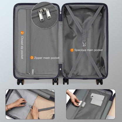 KSK2488 - Kono 24 Inch Premium Hard Shell Check-In Suitcase Durable ABS and PC with TSA Lock and Multi-Handle Design for Effortless Travel - Navy And Brown - Luggage eStore