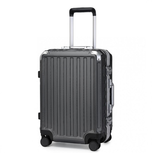 KSS2481 - Supercase Durable 20 Inch PC Hardshell Aluminum Frame Suitcase With TSA Lock - Black - Luggage eStore