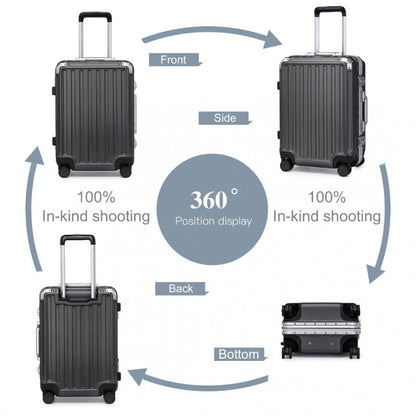 KSS2481 - Supercase Durable 20 Inch PC Hardshell Aluminum Frame Suitcase With TSA Lock - Black - Luggage eStore
