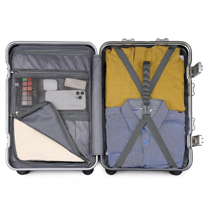 KSS2481 - Supercase Durable 20 Inch PC Hardshell Aluminum Frame Suitcase With TSA Lock - Black - Luggage eStore