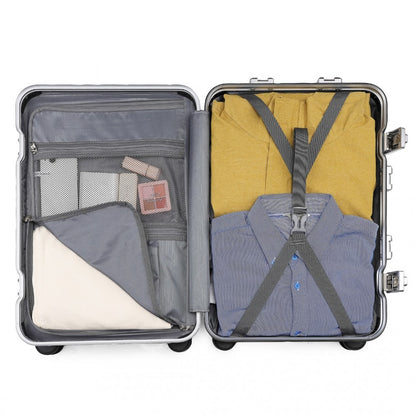KSS2481 - Supercase Durable 20 Inch PC Hardshell Aluminum Frame Suitcase With TSA Lock - Navy - Luggage eStore