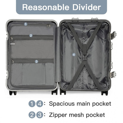 KSS2481 - Supercase Durable 20 Inch PC Hardshell Aluminum Frame Suitcase With TSA Lock - Navy - Luggage eStore