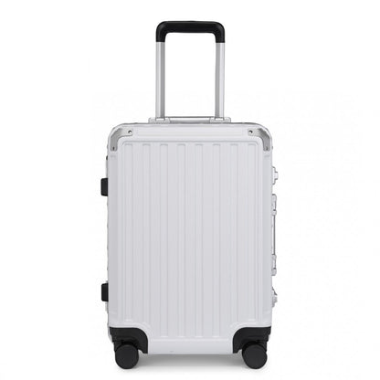 KSS2481 - Supercase Durable 20 Inch PC Hardshell Aluminum Frame Suitcase With TSA Lock - White - Luggage eStore