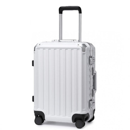 KSS2481 - Supercase Durable 20 Inch PC Hardshell Aluminum Frame Suitcase With TSA Lock - White - Luggage eStore