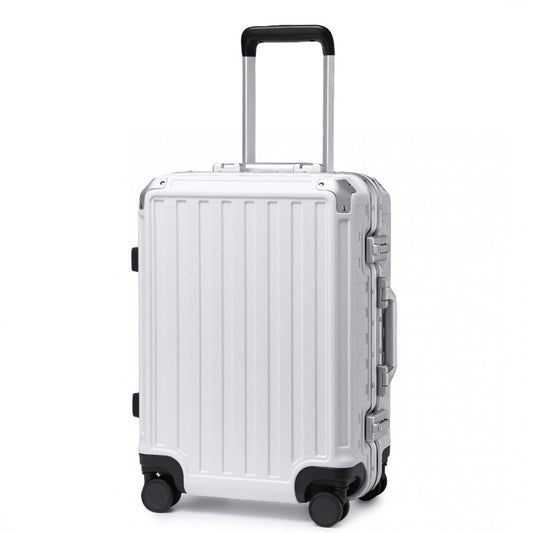 KSS2481 - Supercase Durable 20 Inch PC Hardshell Aluminum Frame Suitcase With TSA Lock - White - Luggage eStore