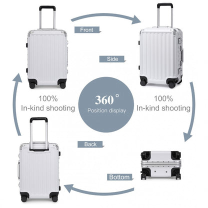 KSS2481 - Supercase Durable 20 Inch PC Hardshell Aluminum Frame Suitcase With TSA Lock - White - Luggage eStore