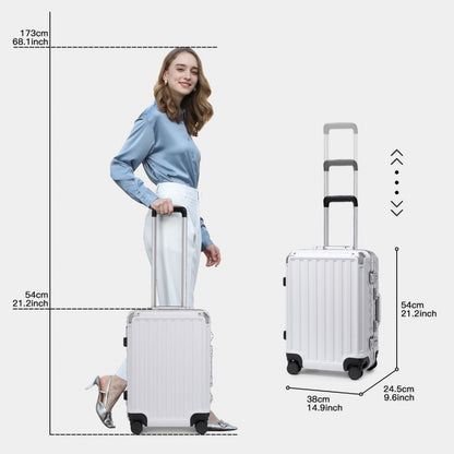 KSS2481 - Supercase Durable 20 Inch PC Hardshell Aluminum Frame Suitcase With TSA Lock - White - Luggage eStore