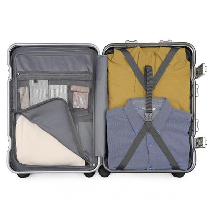 KSS2481 - Supercase Durable 20 Inch PC Hardshell Aluminum Frame Suitcase With TSA Lock - White - Luggage eStore
