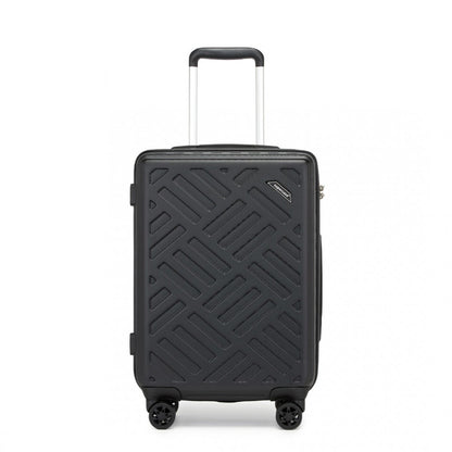 KSS2495 - Supercase 20 Inch Sleek Geometric Pattern Hard Shell ABS+PC Cabin Carry-On Suitcase with TSA Lock - Black - Luggage eStore