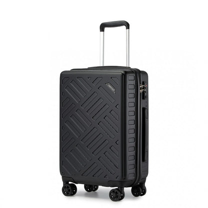 KSS2495 - Supercase 20 Inch Sleek Geometric Pattern Hard Shell ABS+PC Cabin Carry-On Suitcase with TSA Lock - Black - Luggage eStore
