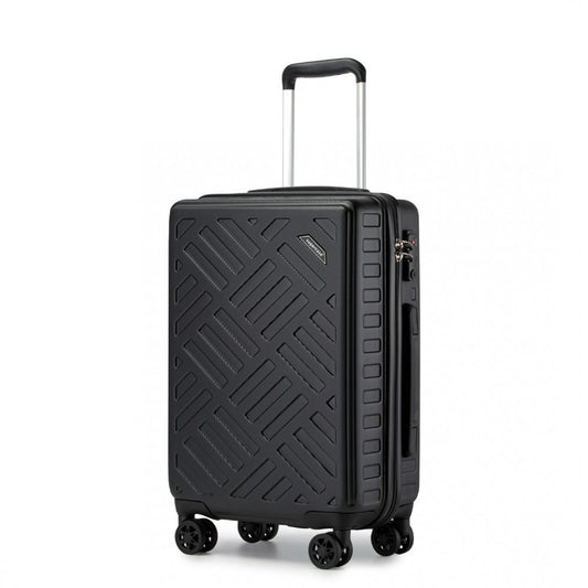 KSS2495 - Supercase 20 Inch Sleek Geometric Pattern Hard Shell ABS+PC Cabin Carry-On Suitcase with TSA Lock - Black - Luggage eStore