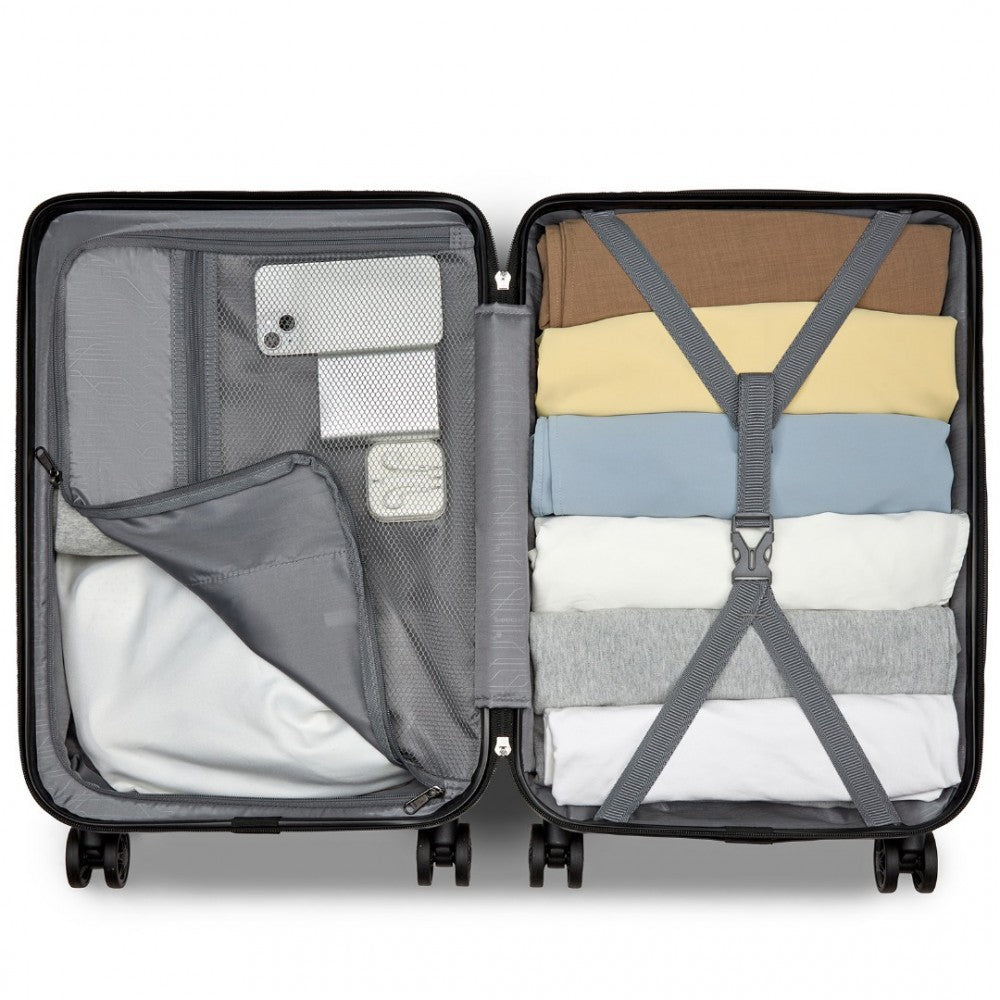 KSS2495 - Supercase 20 Inch Sleek Geometric Pattern Hard Shell ABS+PC Cabin Carry-On Suitcase with TSA Lock - Black - Luggage eStore